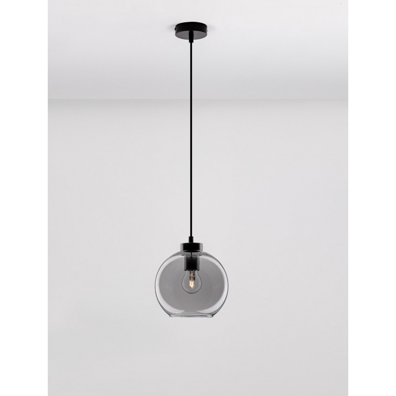 Lampa wisząca szklana kula retro Tempo 20cm szkło dymione