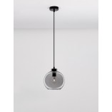 Lampa wisząca szklana kula retro Tempo 20cm szkło dymione