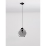 Lampa wisząca szklana kula retro Tempo 20cm szkło dymione