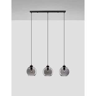 Lampa wisząca 3 szklane kule retro Tempo 84cm szkło dymione