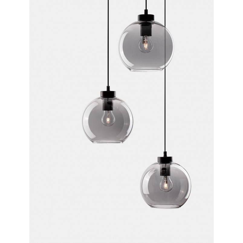 Lampa Wisząca 3 Kule Retro Tempo - Szkło Dymione | Decolab24