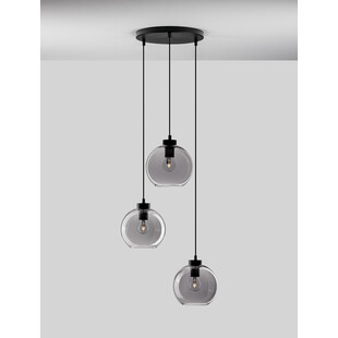 Lampa wisząca 3 szklane kule retro Tempo 30cm szkło dymione