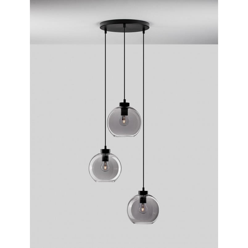 Lampa Wisząca 3 Kule Retro Tempo - Szkło Dymione | Decolab24