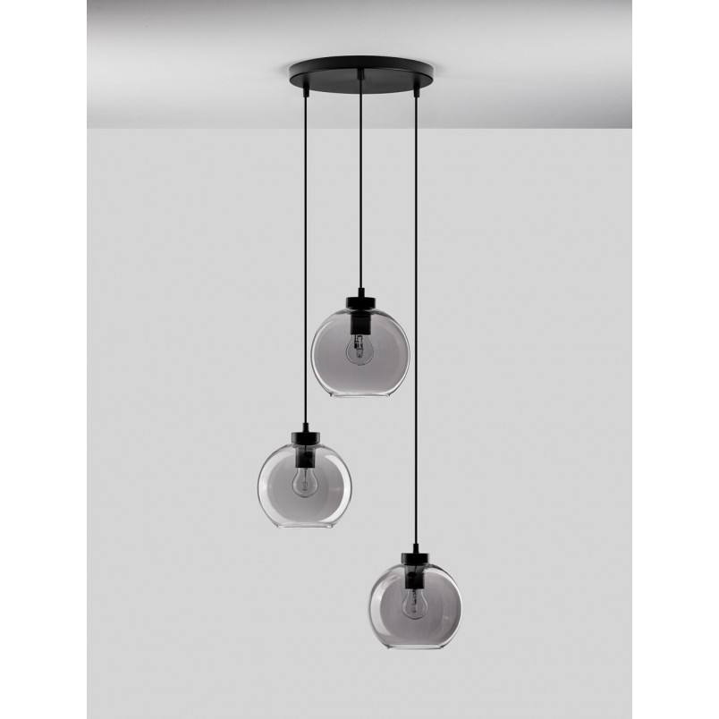 Lampa Wisząca 3 Kule Retro Tempo - Szkło Dymione | Decolab24