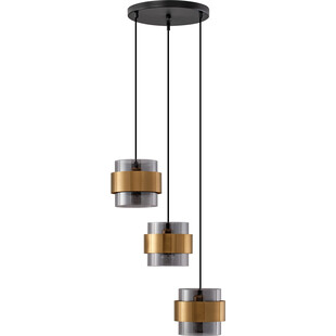 Lampa wisząca szklana glamour Nanno III szkło dymione / mosiądz