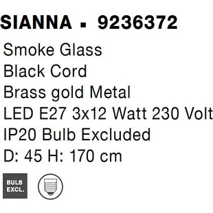 Lampa wisząca glamour Nanno III - szkło dymione, mosiądz | Decolab24