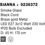 Lampa wisząca glamour Nanno III - szkło dymione, mosiądz | Decolab24