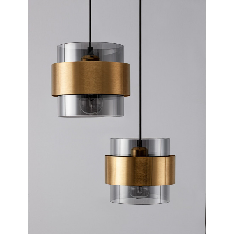 Lampa wisząca glamour Nanno III - szkło dymione, mosiądz | Decolab24