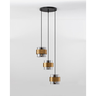 Lampa wisząca szklana glamour Nanno III szkło dymione / mosiądz