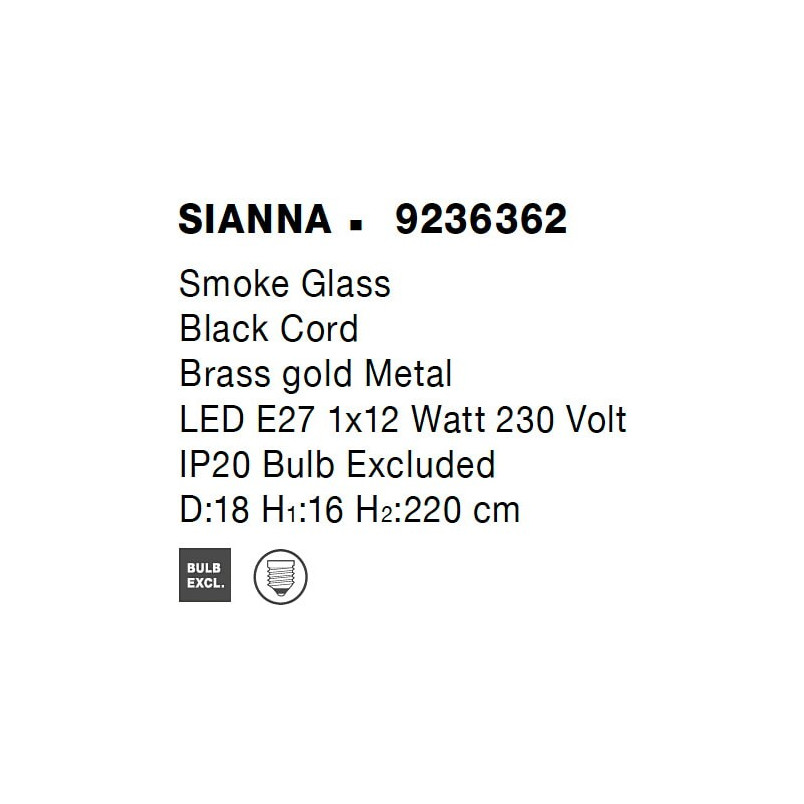 Lampa wisząca szklana Nanno | Glamour, E27 - Decolab24