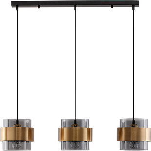 Lampa Wisząca Glamour Nanno III | Szkło Dymione, Mosiądz - Decolab24
