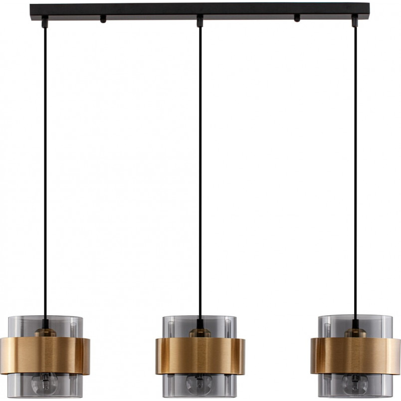 Lampa Wisząca Glamour Nanno III | Szkło Dymione, Mosiądz - Decolab24