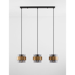 Lampa Wisząca Glamour Nanno III | Szkło Dymione, Mosiądz - Decolab24