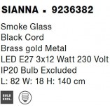 Lampa Wisząca Glamour Nanno III | Szkło Dymione, Mosiądz - Decolab24