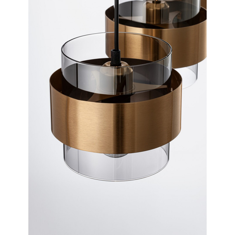 Lampa Wisząca Glamour Nanno III | Szkło Dymione, Mosiądz - Decolab24
