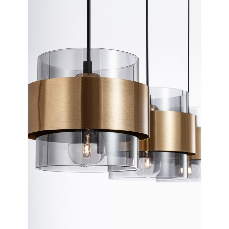 Lampa Wisząca Glamour Nanno III | Szkło Dymione, Mosiądz - Decolab24