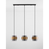 Lampa Wisząca Glamour Nanno III | Szkło Dymione, Mosiądz - Decolab24