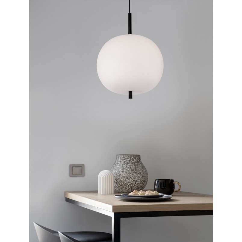 Lampa wisząca szklana Tamo | Biało-czarna | Decolab24