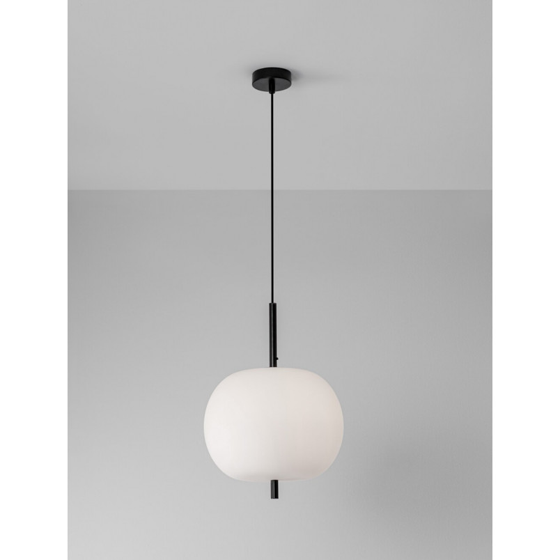 Lampa wisząca szklana Tamo | Biało-czarna | Decolab24