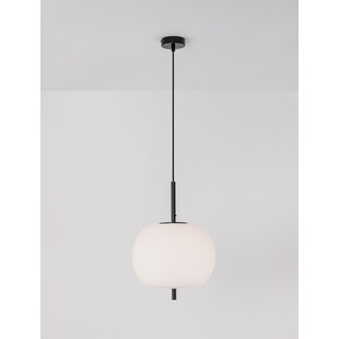Lampa wisząca szklana Tamo 30cm biało-czarna