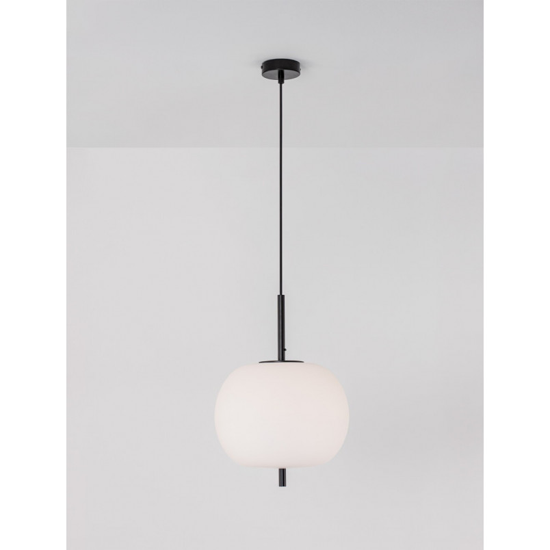 Lampa wisząca szklana Tamo | Biało-czarna | Decolab24