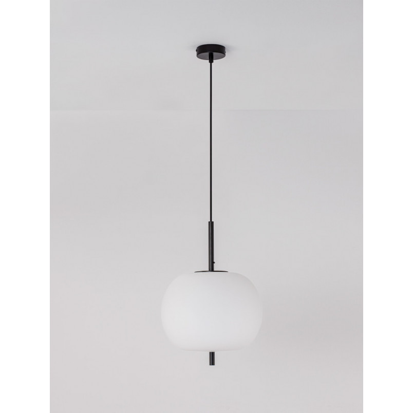 Lampa wisząca szklana Tamo | Biało-czarna | Decolab24