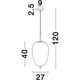 Lampa wisząca szklana Tamo 27cm biało-czarna