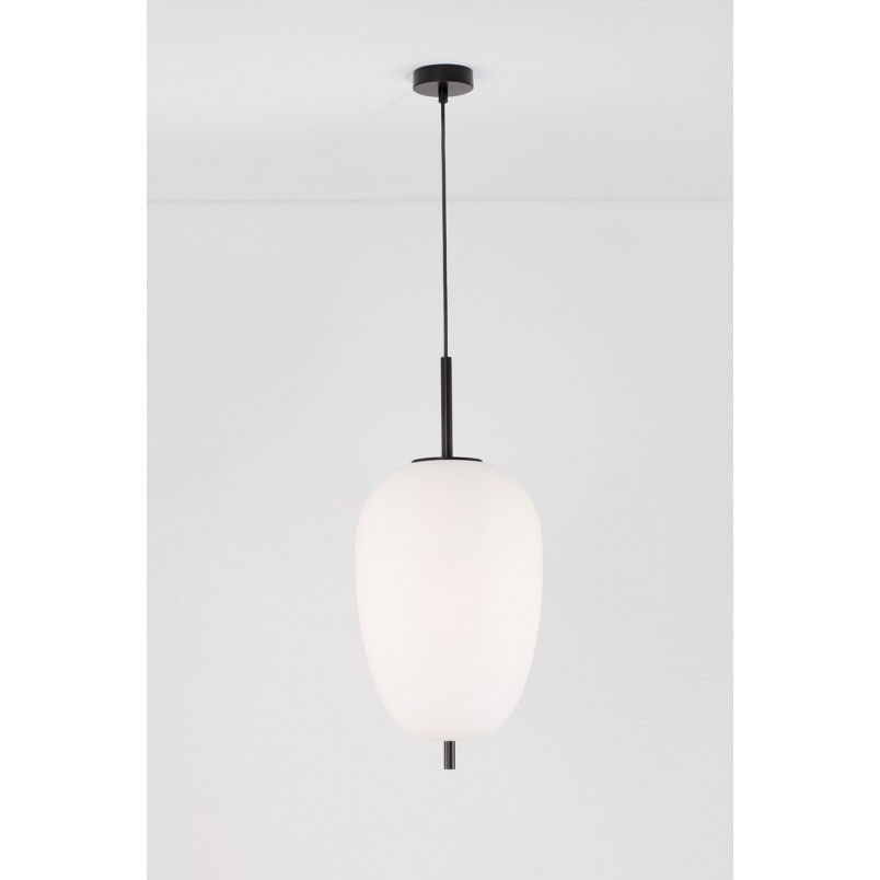 Lampa wisząca szklana Tamo 27cm biało-czarna
