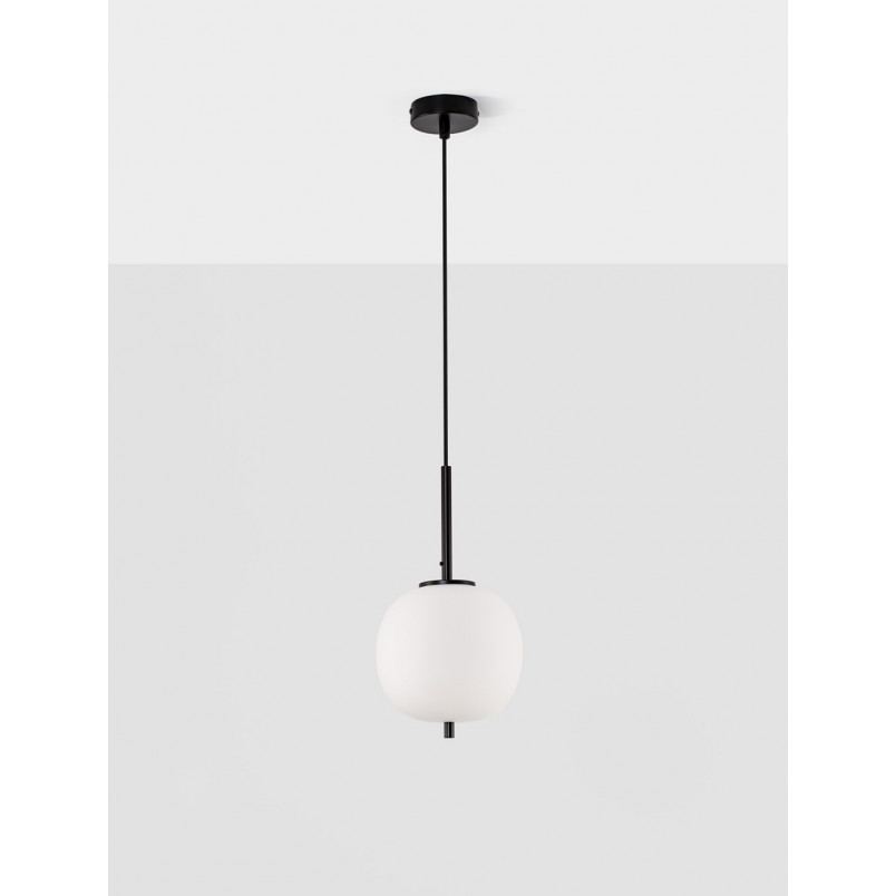 Lampa wisząca szklana Tamo | Biało-czarna | Decolab24