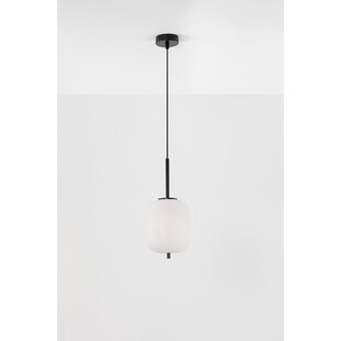 Lampa wisząca szklana Tamo 16,5cm biało-czarna