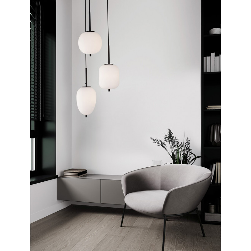 Lampa wisząca Tamo III | Szkło biało-czarne | Decolab24