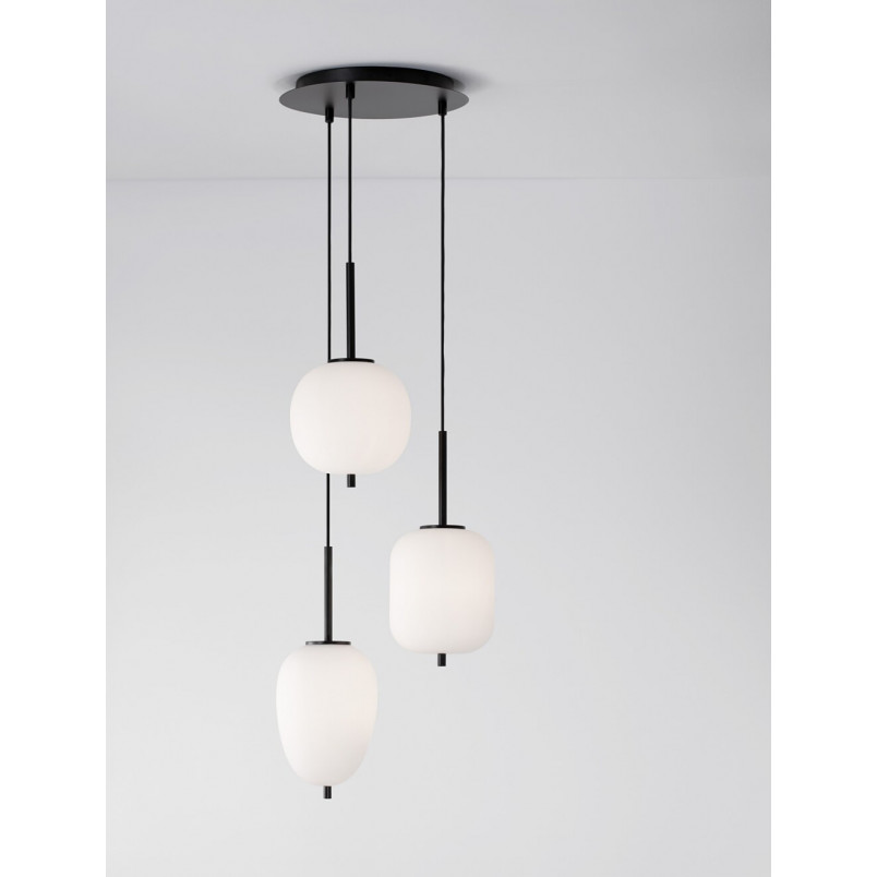 Lampa wisząca Tamo III | Szkło biało-czarne | Decolab24
