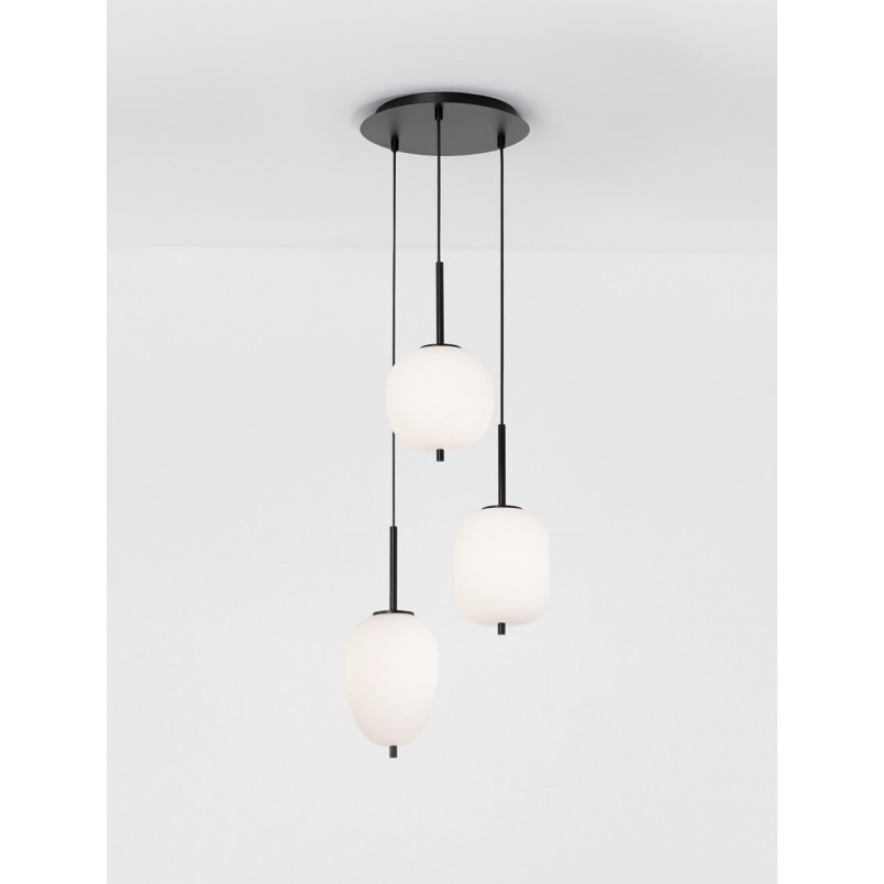Lampa wisząca Tamo III | Szkło biało-czarne | Decolab24