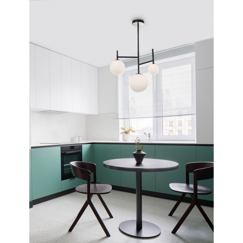 Lampa Sufitowa Hide Ball III | Szkło Opal / Czarny | Decolab24