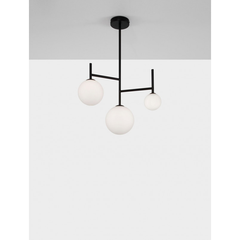 Lampa Sufitowa Hide Ball III | Szkło Opal / Czarny | Decolab24