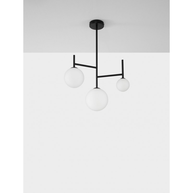 Lampa Sufitowa Hide Ball III | Szkło Opal / Czarny | Decolab24