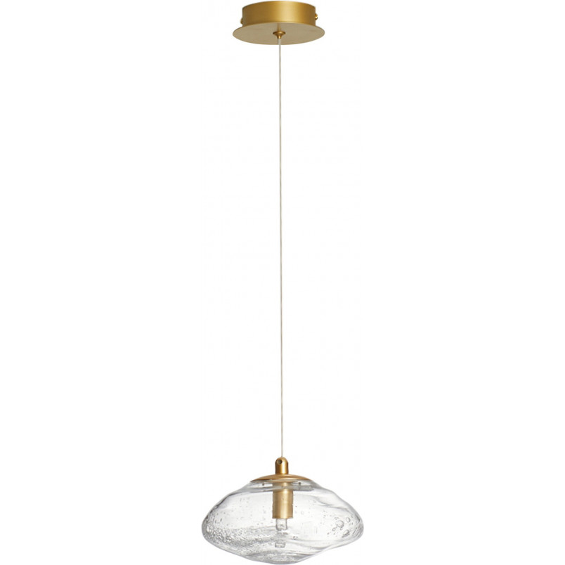 Lampa wisząca szklana glamour Crushed 16cm przeźroczysty / mosiądz