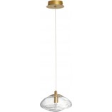 Lampa wisząca szklana glamour Crushed 16cm przeźroczysty / mosiądz