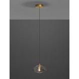 Lampa wisząca szklana glamour Crushed 16cm przeźroczysty / mosiądz