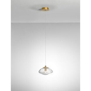 Lampa wisząca szklana glamour Crushed 16cm przeźroczysty / mosiądz