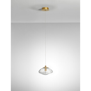 Lampa wisząca szklana glamour Crushed 16cm przeźroczysty / mosiądz