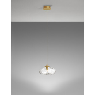 Lampa wisząca szklana glamour Crushed 20cm przeźroczysty / mosiądz