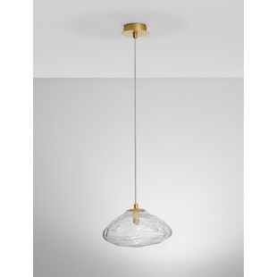Lampa wisząca szklana glamour Crushed 26cm przeźroczysty / mosiądz