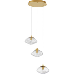 Lampa wisząca szklana glamour Crushed III przeźroczysty / mosiądz