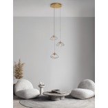 Lampa Wisząca Glamour Crushed III - Szkło, Mosiądz | Decolab24