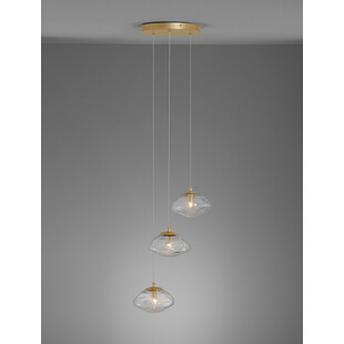 Lampa Wisząca Glamour Crushed III - Szkło, Mosiądz | Decolab24