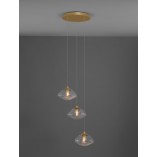 Lampa Wisząca Glamour Crushed III - Szkło, Mosiądz | Decolab24