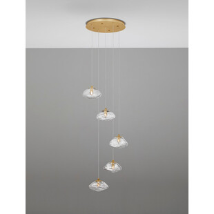 Lampa wisząca szklana glamour Crushed V 35cm przeźroczysty / mosiądz