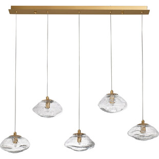 Lampa wisząca szklana glamour na listwie Crushed V 80cm przeźroczysty / mosiądz