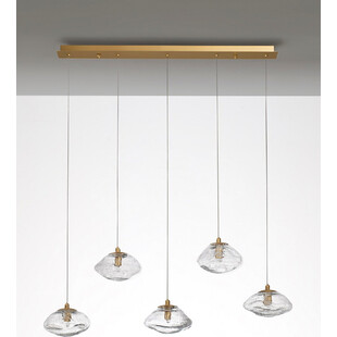 Lampa wisząca szklana glamour na listwie Crushed V 80cm przeźroczysty / mosiądz